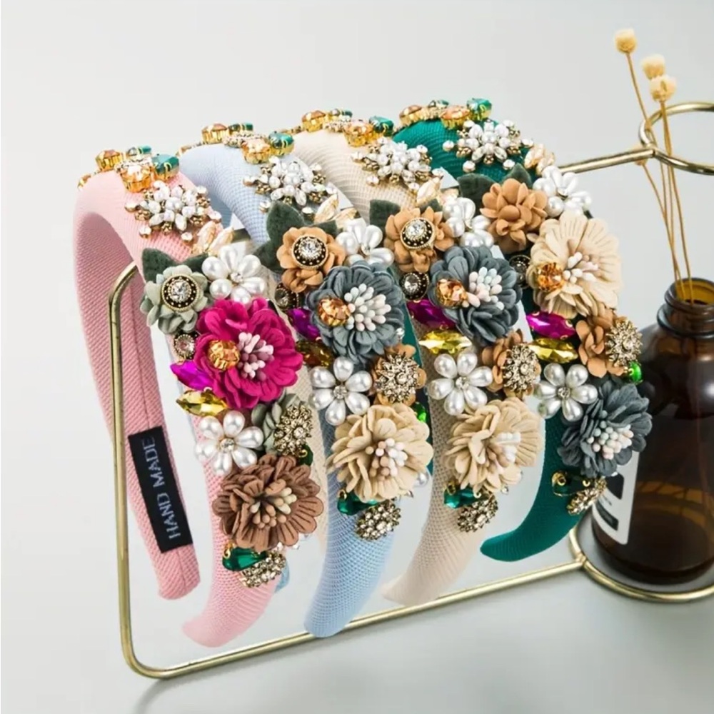 Intricate Floral Embellished Headbands